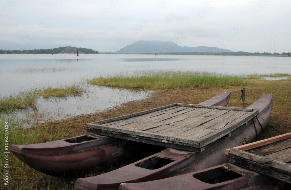 Morning on the lake of the island of Sri Lanka. Morning on the lake of the island of Sri Lanka.