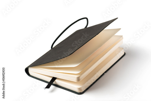 black note book isolated on white background.