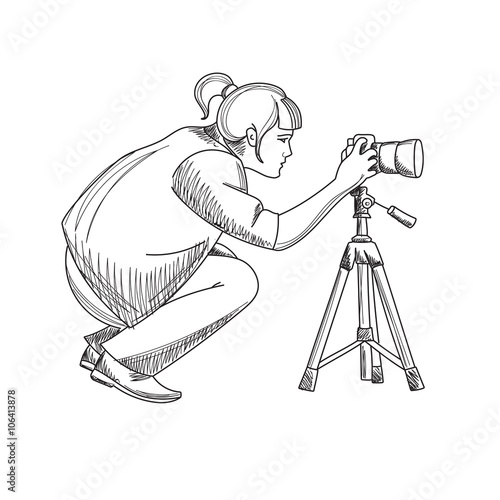 Young female photographer photographing 