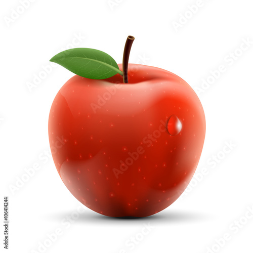 Red apple isolated on white background. Ripe fruit.