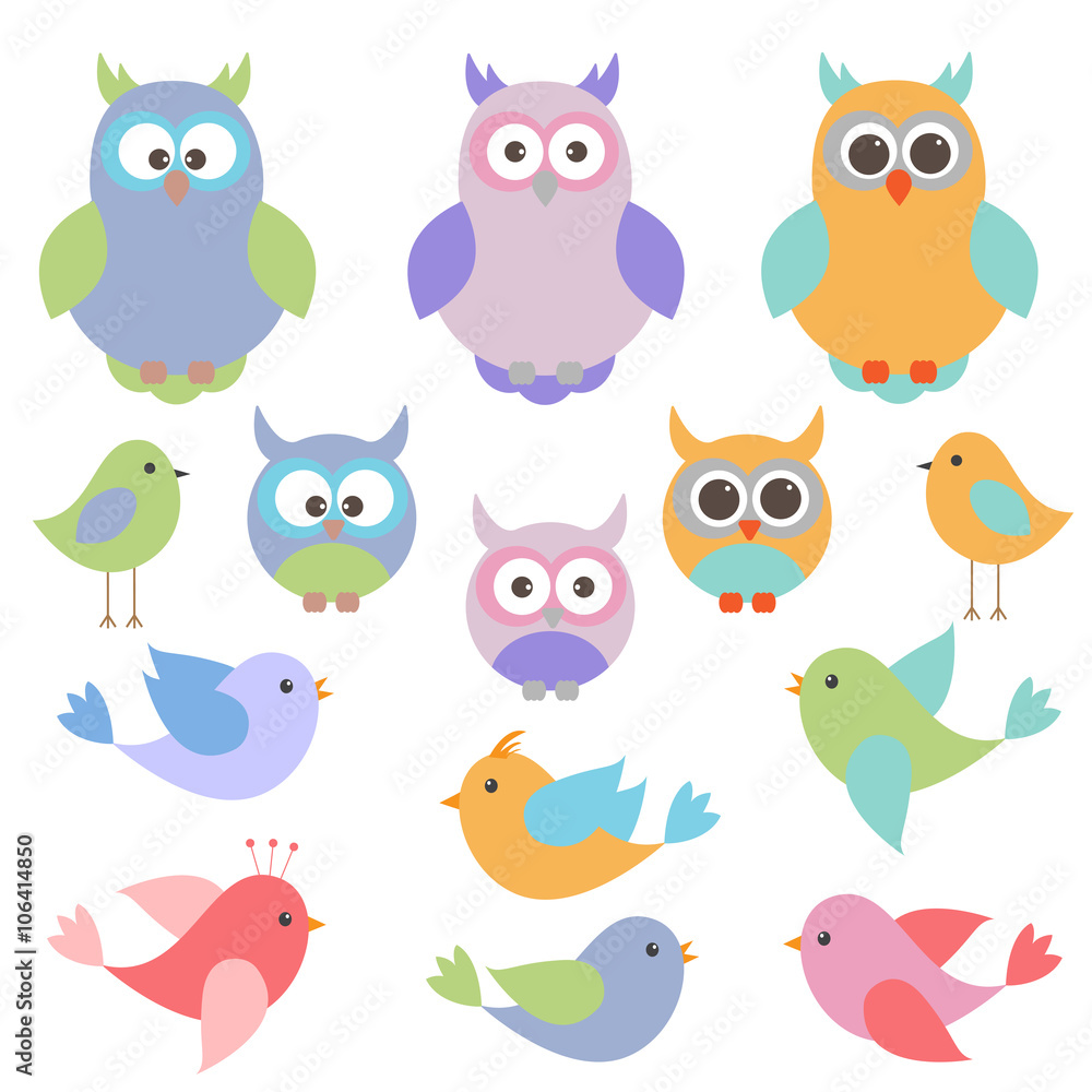 Obraz premium Vector set of birds.
