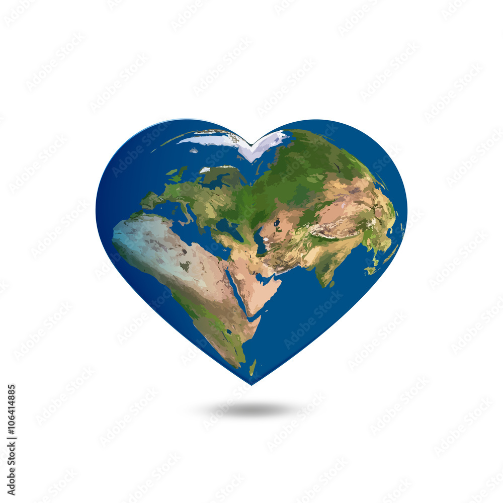 Fototapeta premium Earth in heart shape
