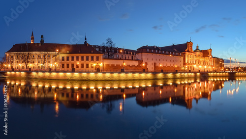 A cityscape of Wroclaw, view from Odra, after sunset. Poland. © velishchuk