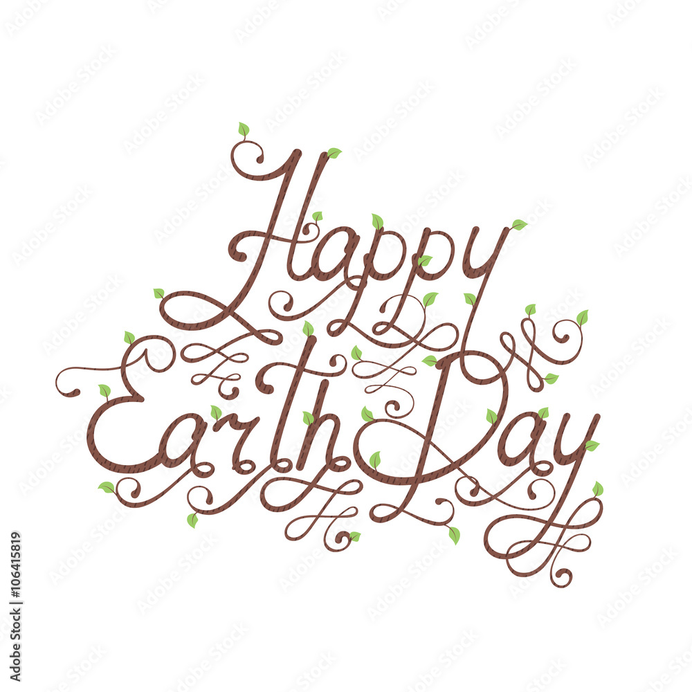 Greeting card for Earth Day isolated on white background.