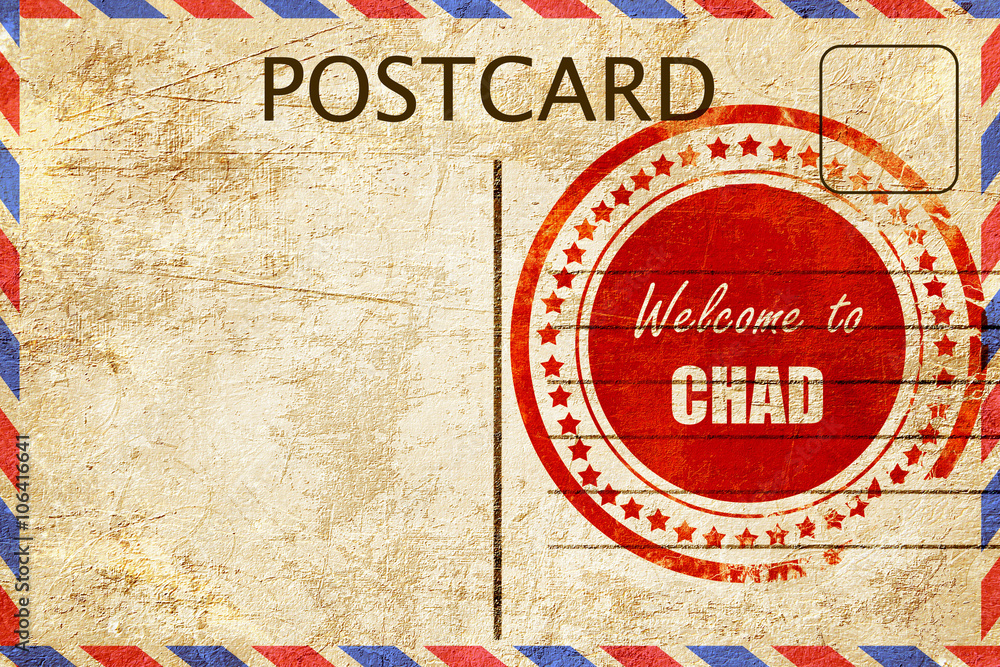 Vintage postcard Welcome to chad