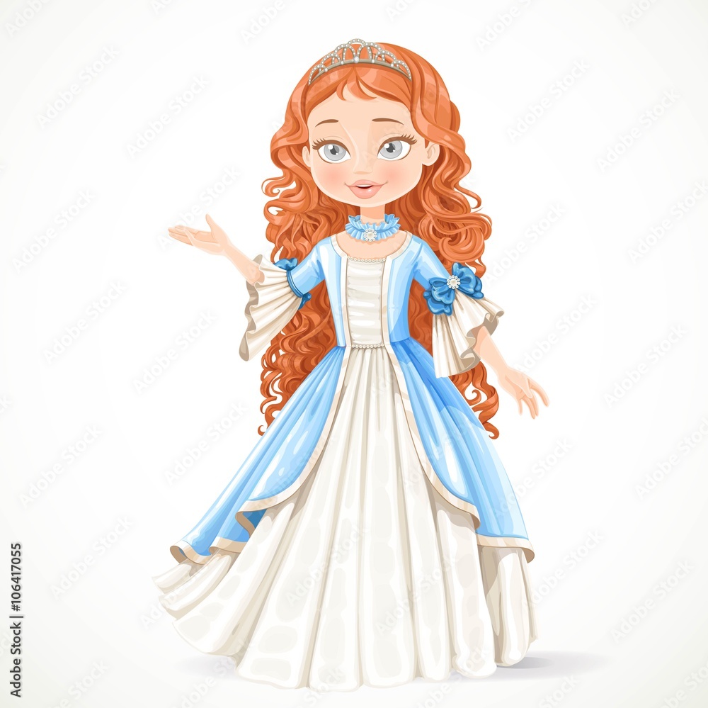 Beautiful young brunette princess in a blue dress and tiara tell Beautiful young brunette princess in a blue dress and tiara tell