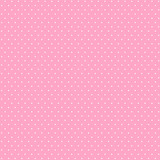 Seamless pattern of small, pink polka dots on a white background.