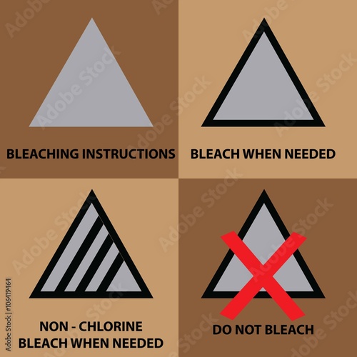 set of bleaching instruction symbols to be use on laundry.  flat vector illustration