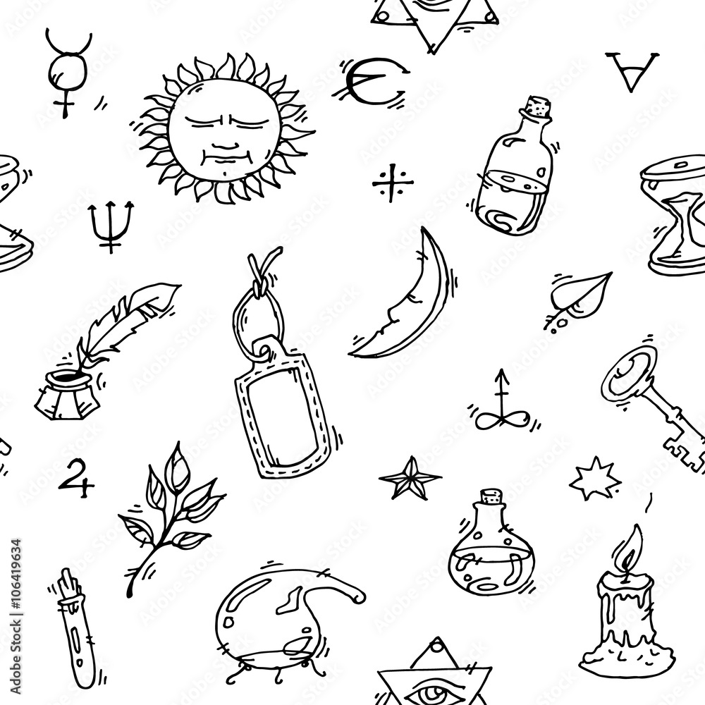 Alchemy symbols pattern Stock Vector | Adobe Stock