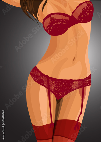 Beautiful woman body in lingerie vector illustration eps 10