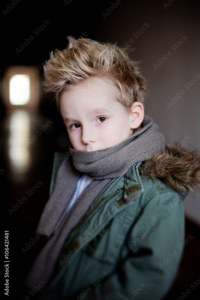 fashionable little boy in scarf fashionable little boy in scarf