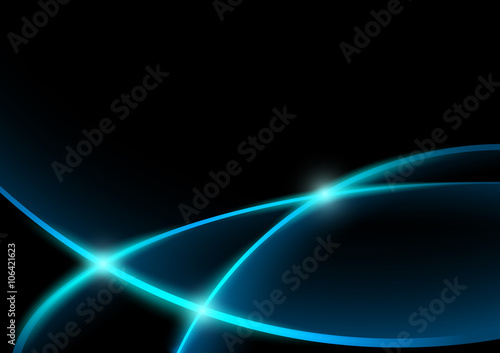 Crossing Glowing Blue Neon ...