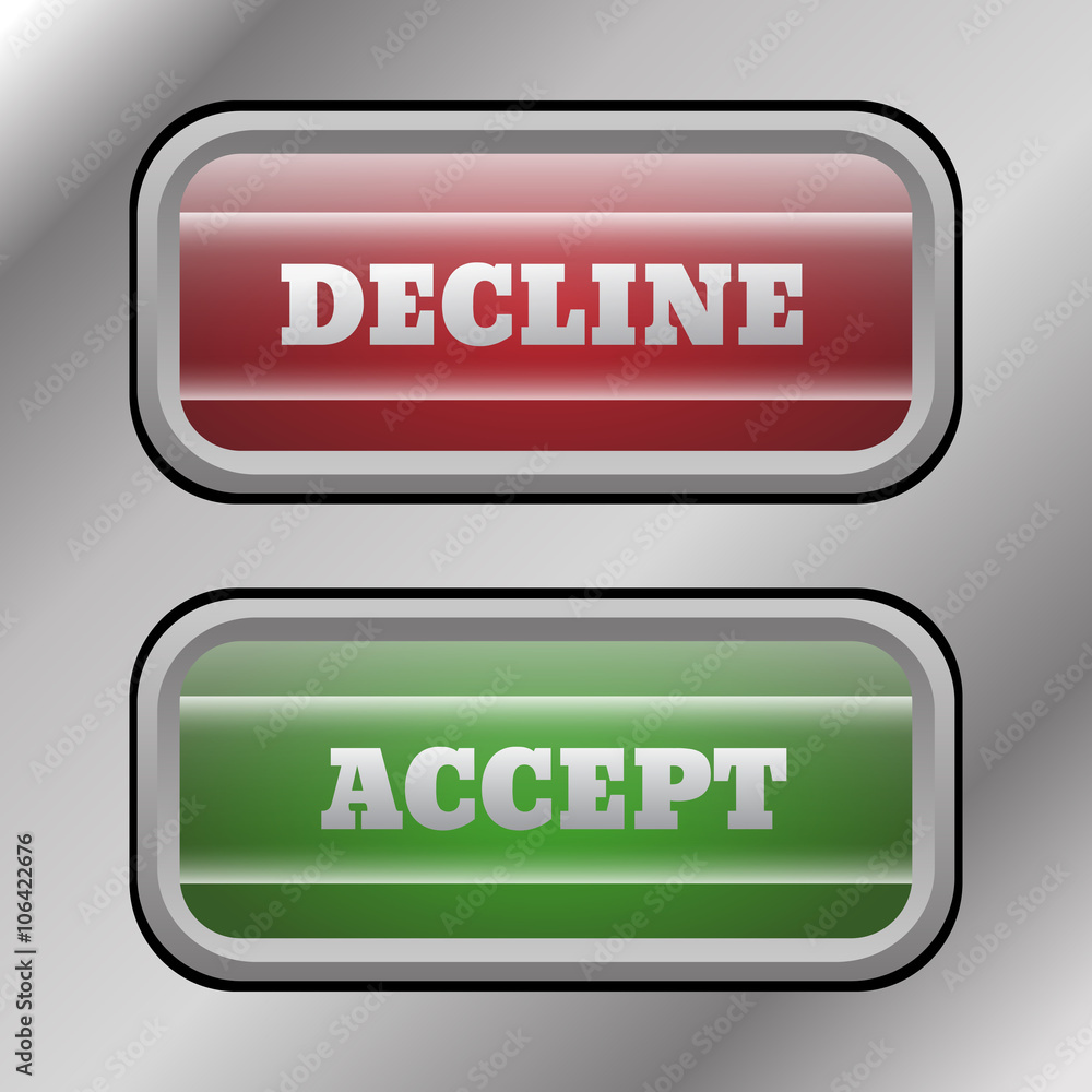 Accept Decline buttons red and green eps 10 Accept Decline buttons red and green eps 10