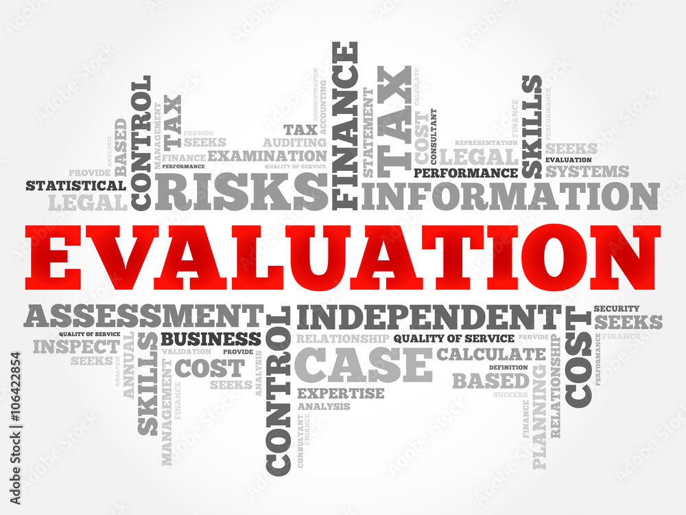 EVALUATION word cloud, business concept EVALUATION word cloud, business concept