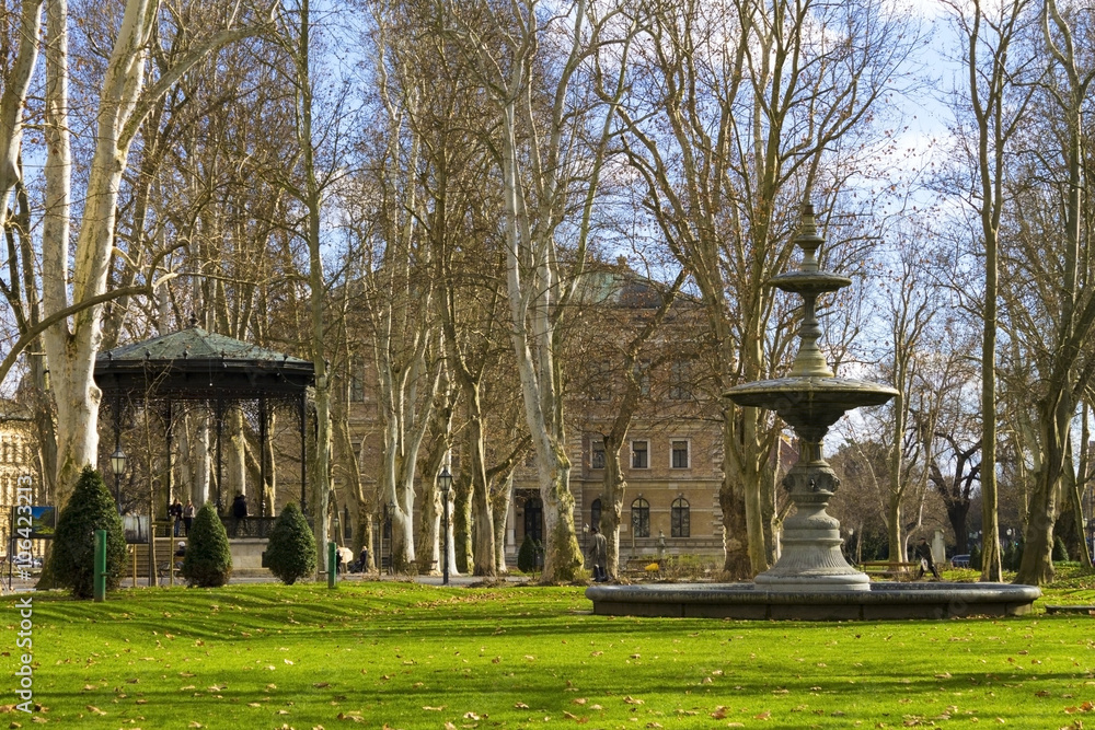 Fountain and pavilion in park Zrinjevac in  Zagreb 

