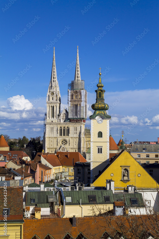 Landscape of a Kaptol cathedral in Zagreb