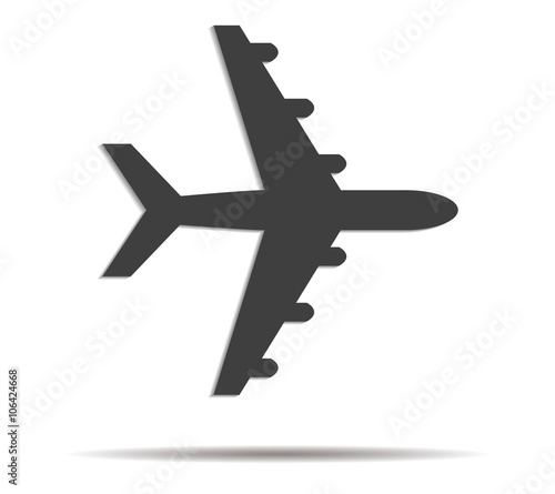 airplane double shadow icon vector