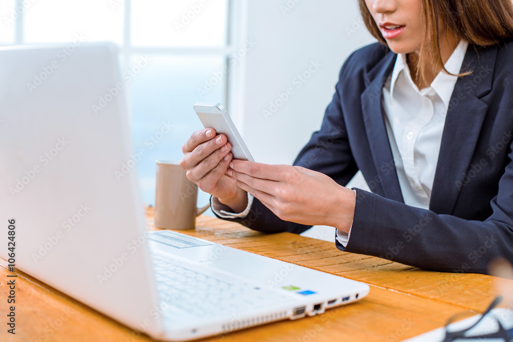 Nice photo of business woman in office Nice photo of business woman in office