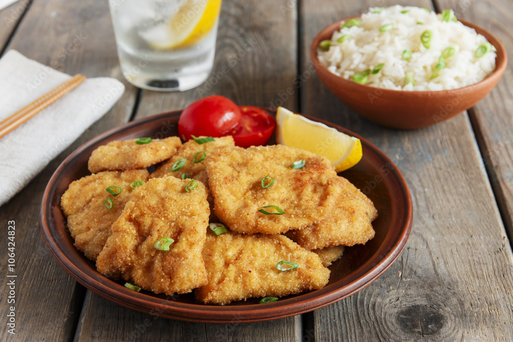 roasted schnitzel chop escalope with lemon tomato rice roasted schnitzel chop escalope with lemon tomato rice