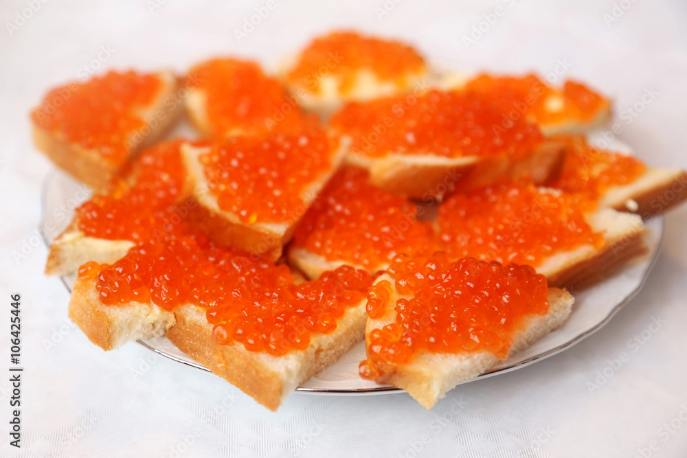 Red caviar sandwiches Red caviar sandwiches