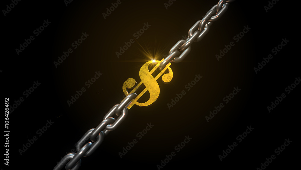 3D render of Chain with dollar sign in the middle 3D render of Chain with dollar sign in the middle