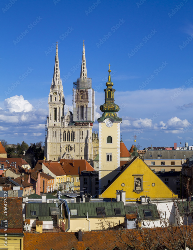 Landscape of a Kaptol cathedral in Zagreb