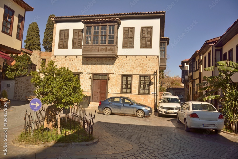 Ottoman mansion, previously occupied by Antalya Kultur Evi, in Kaleici district of Antalya, Turkey.