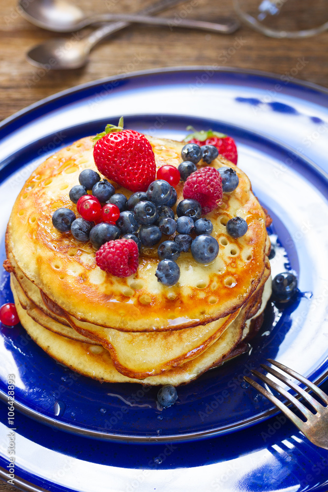 Pancakes in blue plate
