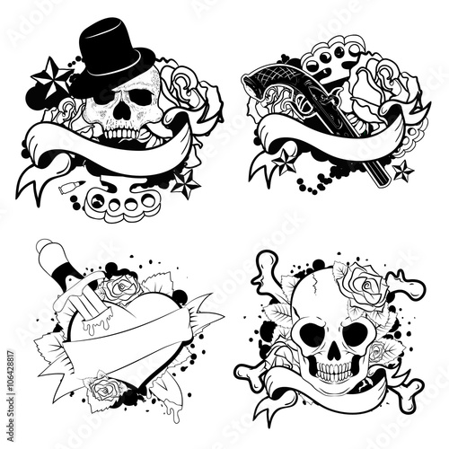 old school tattoo set