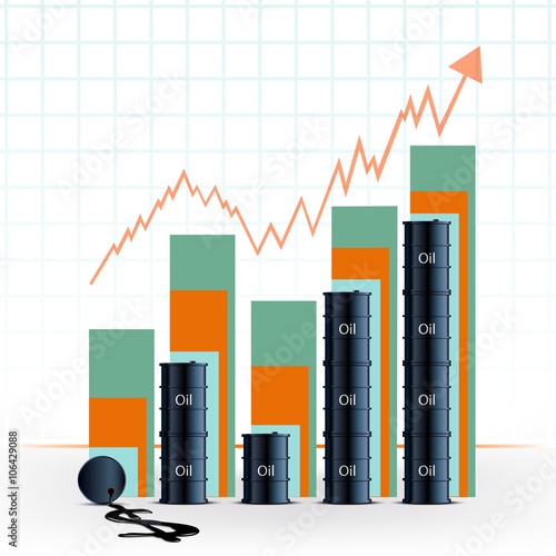 Graph of growth the cost of a barrel of oil. Statistics Stock Ex