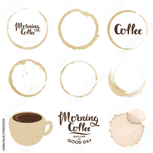 Fototapeta Naklejka Na Ścianę i Meble -  Set of cup stains. Morning coffee