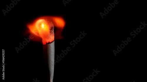 Big Match lighting.  Macro shot on black background. photo