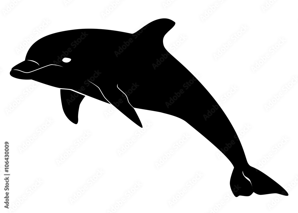 Naklejka premium Motif noir représentant un dauphin sur fond blanc