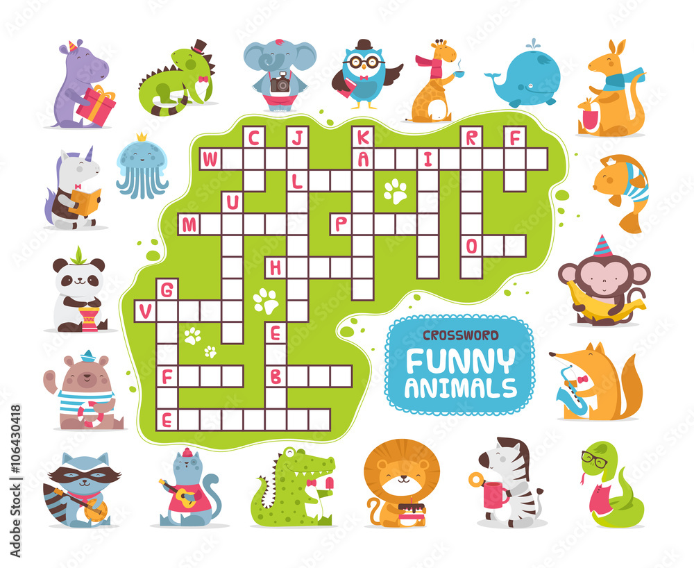 crossword with animals for kids
