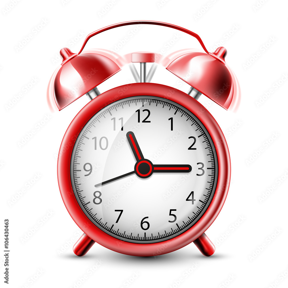 Realistic Icon ringing alarm clock. Isolated on white background Realistic Icon ringing alarm clock. Isolated on white background