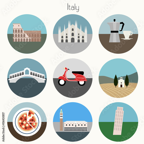 Italy Icons Set - Vector EPS10