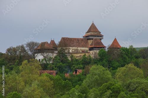View of Viscri fortified church (castle), Transylvania, Romania