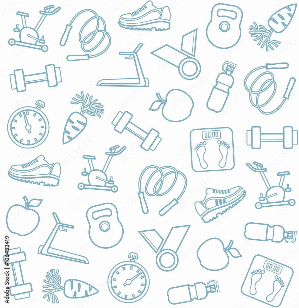Background, fitness, sports, line icons, white. Background, fitness, sports, line icons, white.