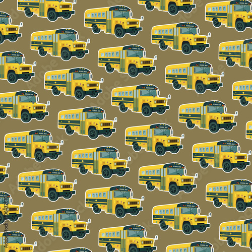 school bus seamless pattern, vector background,vector texture