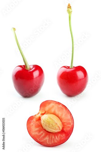 Fototapeta Naklejka Na Ścianę i Meble -  Ripe cherries isolated on a white, collage