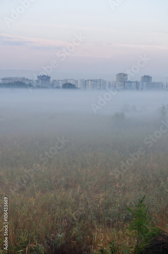 Mist before Bataisk. Rostov region. Russia