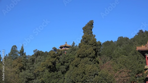 Three-story pavilions on peaks of Jingshan Park. Beijing photo