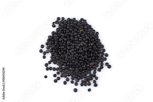 Beluga. Black lentil on white