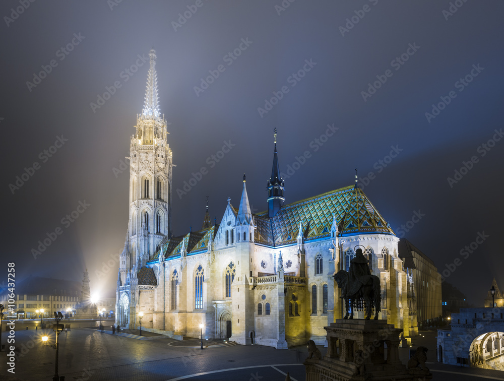 Matthias Church At Night in Buda Castle , Budapest