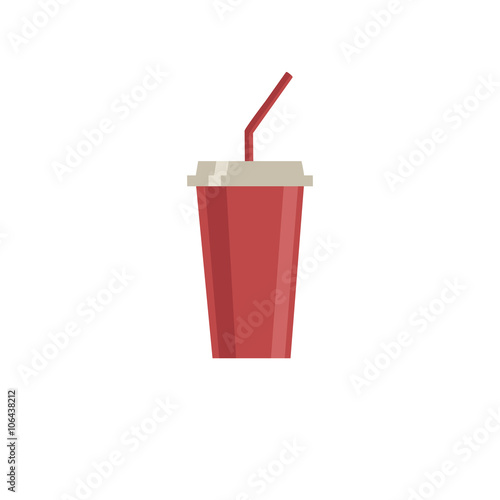 Soda icon. Soda vector illustration. Soda isolated background. Soda flat design. Soda drink, refresh icon. Soda red glass.