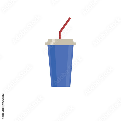 Soda icon. Soda vector illustration. Soda isolated background. Soda flat design. Soda drink, refresh icon. Soda blue glass.