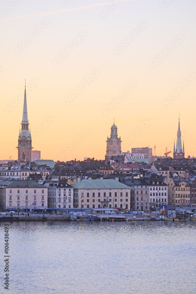 Fototapeta premium Landscape with the image of Stockholm, Sweden