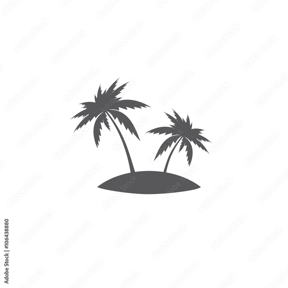 Tropical vacation. Palm isolated background. Palm icon. Palm vector illustration. Tropical island. Concept leisure travel tourism. Hawaii island illustration.