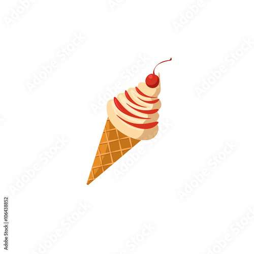 Ice cream vector illustration. Ice cream icon. Ice cream isolated background. Vanilla ice cream syrup.