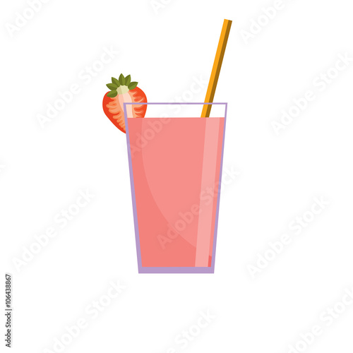 Milkshake vector illustration. Milkshake icon. Strawberry milkshake. Smoothie straw. Milk shake isolated background
